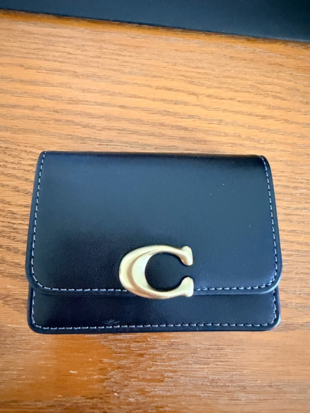 Coach Black Leather Card Case with Gold 'C' Logo